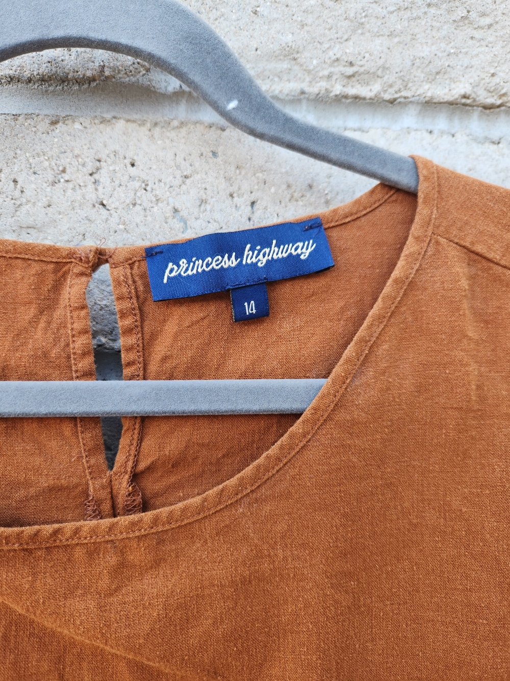 Princess Highway Rust Brown Linen Top
